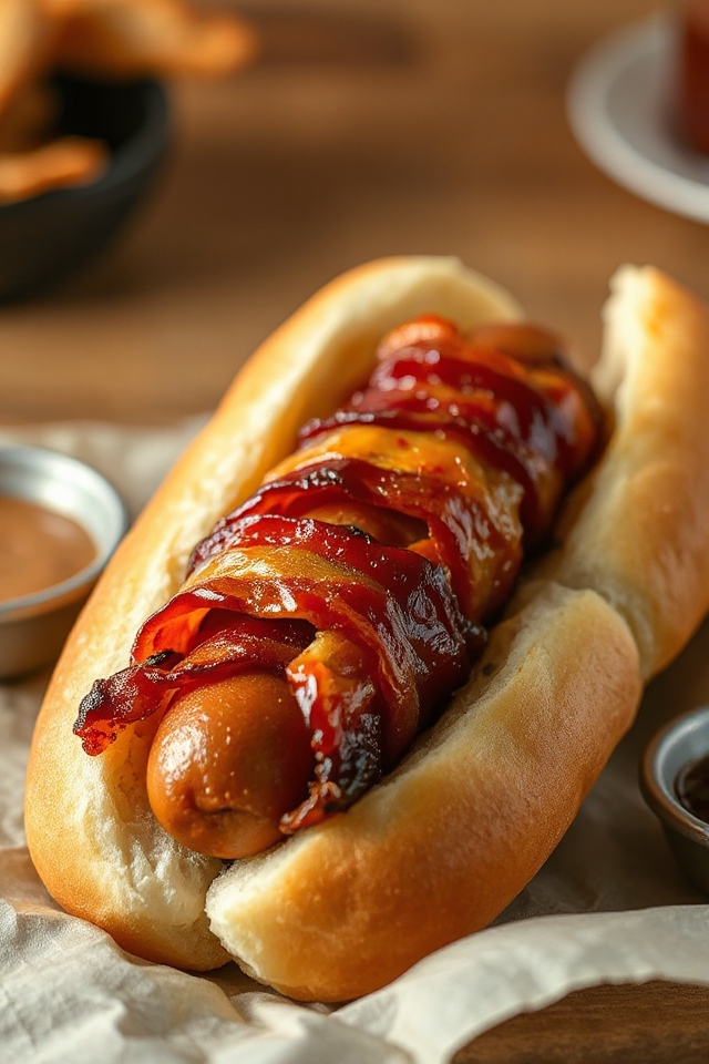 bacon wrapped hot dog bliss